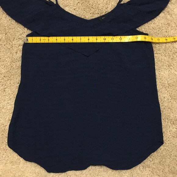 RW&CO. Navy Blue Off Shoulder Tasseled Rayon Beach House Tank Top - Picture 12 of 14